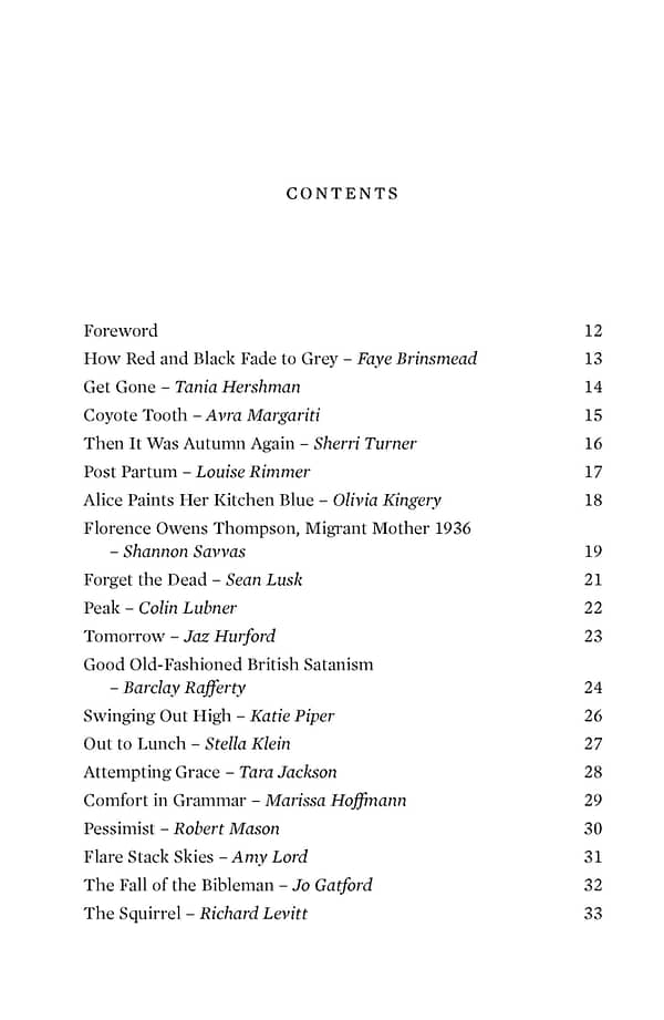 Beguiled by a Wild Thing - Reflex Fiction Volume 4 - Reflex Press - Table of Contents 1