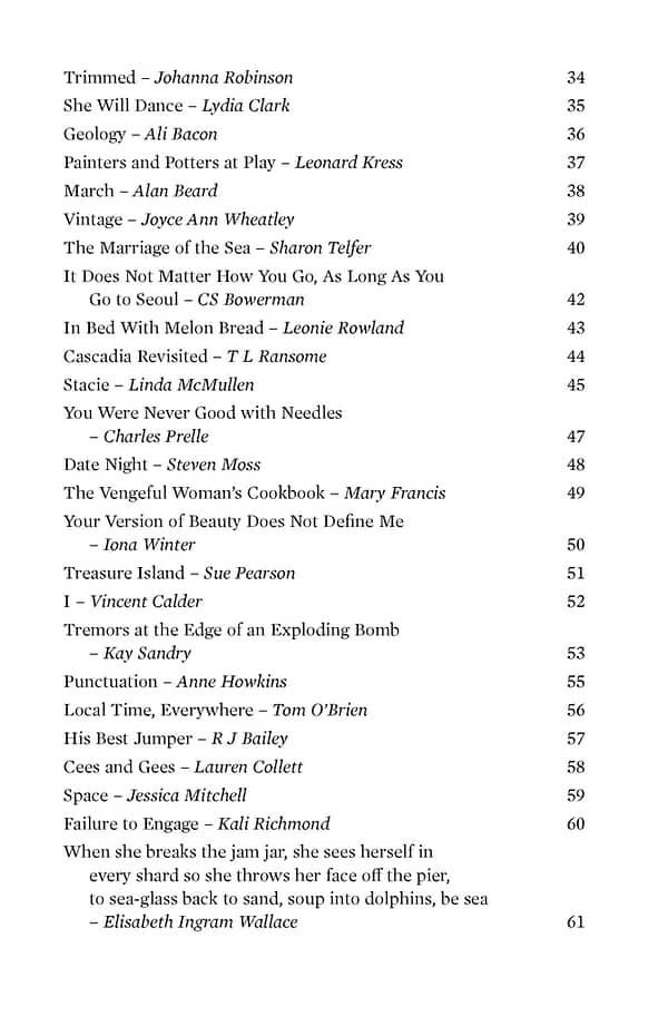 Beguiled by a Wild Thing - Reflex Fiction Volume 4 - Reflex Press - Table of Contents 2